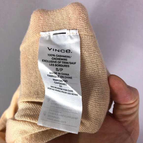 Vince Women's Fitted Back Cashmere V-Neck Sweater In Praline Size Small - Picture 12 of 13